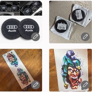 4 total AUDI cup holder liners - 2 NIP🃏Joker🚗decal NOC